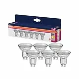 OSRAM LED Star VALUE PAR16, paquete de 6 bombillas, reemplaza bombillas reflectoras tradicionales de 50W, blanco cálido (2700K), 4.3W, casquillo GU10, vidrio filamento, no regulable