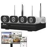 NIVIAN Kit Camaras de Vigilancia Profesional WiFi SuperHD con 4 Cámaras IP y Grabador 16CH - para Casas y Negocios - Visión Nocturna, Detección Humana IA, Audio Bidireccional, Fácil Instalación