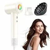 Secador Pelo Profesional Ionico - 150000 RPM Secador de Alta Velocidad, 500 Millones de Iones Brillo Duradero, 8 Temperaturas, Pantalla LED, 365g Ligero para Casa, Viaje (Blanco)