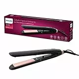 Philips Plancha de pelo serie 3000 con Tecnología ThermoProtect, Iones, Placas Ceramicas de 100mm de Largo con Queratina, BHS378/00, Malva