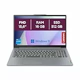 Lenovo IdeaPad Slim 3 Gen 8 – Ordenador Portátil 15.6' FHD Intel Core i5-13420H, 16 GB RAM, 512 GB SSD, Intel UHD Graphics, Wi-Fi 6, Win 11 Home, Office Trial Teclado QWERTY Español - Gris Ártico