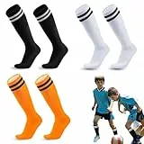 VONJUMA 3 Pares Medias Futbol Niño Calcetines Fútbol Para Niños Calcetines De Deporte Largos Calcetines De Entrenamiento Transpirables Para Fútbol Baloncesto Rugby Correr Adolescentes 26-34