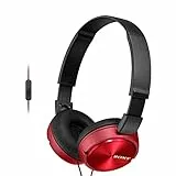 Sony MDR-ZX310APR - Auriculares de diadema cerrados (con micrófono, control remoto integrado), rojo