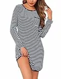 Demegimi Camisones Mujer Invierno de Algodón Camisónes Rayas Ropa de Dormir Camisón Mujer Dormir Manga Larga Pijama de Manga Larga Invierno