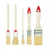 M7 Set de 5 Pinceles 3 Planos 2 Redondos 0' 3/4' 15' 2' 4' Serie 03 para Pintar Trabajos con Pinturas y Barnices Cobertura Uniforme Cerdas Naturales