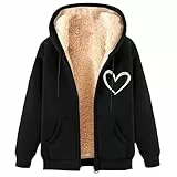 Sudaderas Mujer con Capucha Cremallera Forro Polar Chaqueta Invierno Ropa Outwear Fleece Hoody Sweatshirt Casual Deportiva Sudadera (A02-Black, M)