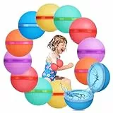 Globos de Agua Reutilizables, 12 Bolas Agua Rellenables, Silicona Pelotas de Agua Llenado Rapido para Juegos Agua, Sin Fugas, Sin Dolor al Impactar