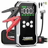 YUSMAN Arrancador de Baterias de Coche con Compresor de Aire, 12V 6000A Arrancador Coche Portatil con Inflador de 150 PSI (para 10L Gasolina o 8L Diesel), Linterna LED de Emergencia