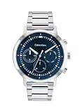 Calvin Klein Reloj Analógico de Cuarzo Multifunción para Hombre Colección Gauge con Correa de Acero Inoxidable Plateada - 25200063