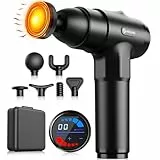 AERLANG Pistola de Masaje Muscular con Calor – Masajeador Muscular Profundo con 20 Velocidades, 7 Cabezales y Pantalla LED, Masajeador Cervical y Espalda – Regalo para Hombre, Mujer, Papá y Mamá