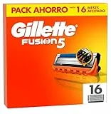 Gillette Fusion5 Pack de 16 Recambios Para Maquinillas De Afeitar, Cuchillas De Afeitar Con 5 Hojas, Banda De Gel Lubricante y Recortadora De Precisión