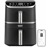 Cosori Turbo Tower Pro Smart Freidora de Aire 10.8L 2630W, Revestimiento Cerámico Seguro y Doble Cesta, Tecnología Avanzada con Motor DC y Dual Blaze, Ahorro de Energía y Más Rápida, 7 Funciones