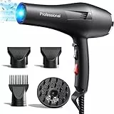 HappyGoo Secador Pelo Profesional Duraderos, Secadores Iónico Silk Cabello Sin Encrespamiento, Secado Rápido Salón Hair Dryer con Difusore y Concentradoras, 3 Temperaturas 2 Velocidades y Aire Frío