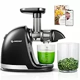 AMZCHEF Licuadora prensado en frío - Extractor de zumos y verduras - Licuadoras para zumos con 2 depósitos y cepillo - Cold press slow juicer machine con función de masticación inversa - Negro Mate