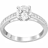 Swarovski Anillo Attract, Talla redonda, Pavé, Blanco, Baño de rodio, 50