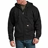 Dickies Hombre, Sudadera en felpa de grosor medio con capucha y cierre de cremallera completo, corte regular, negro, M