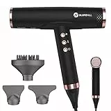 slopehill Secador de pelo de iones de 110,000 rpm, motor sin escobillas, secado rápido con difusor magnético, poco ruido/tecnología biocerámica, para casa, viajes, salón (negro mate) 2