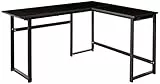 ZINUS Luke 135 cm Escritorio metálico negro de esquina | Escritorio para ordenador en forma de L | Escritorio de oficina | Montaje sencillo y sin pernos