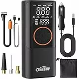 Oasser Compresor Aire Portatil 6000mAh 150PSI Inflador Ruedas Coche Pequeño Pantalla LCD Doble Visualización Cable Encendedor 3M Parada Automática Bolsa Almacenamiento para Coche Moto Bicicleta Bola