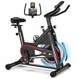 DMASUN Bicicleta Estática en Casa con Resistencia Ajustable, Bicicleta Spinning Silenciosa con Monitor LED, Cómodo Cojín de Asiento, Asientos Cómodos Transpirables Capacidad de 160 KG