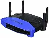 Linksys WRT1900AC - Router (10, 100, 1000 Mbit/s, 10/100/1000Base-T(X), 802.11a, 802.11ac, 802.11b, 802.11g, 802.11n, 11, 54, 600, 1300 Mbit/s, 2.4 GHz, Ethernet (RJ-45)) Negro, Azul