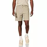 Amazon Essentials Pantalones Cortos Chinos de 18 cm con Corte Clásico Hombre, Caqui, 32W