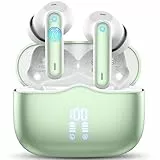 xinwld Auriculares Inalambricos, Auriculares Bluetooth 5.3 In Ear con 4 ENC Mic, Pantalla LED Doble Cascos Inalambricos HiFi Estéreo, In-Ear Earbuds Deportivos IP7 Impermeable, 40H, USB-C, Verde