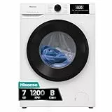 Hisense WF1G7021BW - Lavadora, Clase B, 7 Kg, 1200 rpm, Alto 84.5cm x Ancho 59.5 cm, Color Blanco, Función Vapor 99.9%, Lavado Rápido, Pausar y Añadir, Finalización Diferida, Limpieza de Tambor