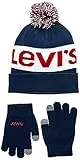 Levi's LAN Beanie and Glove Set 9A8550 Gorro, Azul Oscuro, Talla única Unisex Adulto