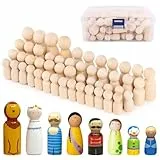 TNOMSNO 50 Piezas Muñecas de Madera Figuras, DIY sin Terminar Muñecas de Madera Natural, Muñecos Constelaciones Familiares, Muñecas de Madera para Decoración, Artes y de Pintura