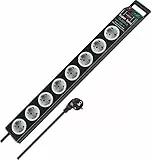 Brennenstuhl Super-Solid regleta enchufes con 8 Tomas y protección sobretensiones hasta 13.500A (con Cable de 2,5m e Interruptor, regleta eléctrica de policarbonato inastillable) Negro/Gris