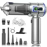 Aspirador de Mano, 22000Pa 4 en 1 Aspiradora sin Cable, Descarga de Polvo Auto-Aspirador con un Toque, Motor sin Escobillas, 3 Niveles de Succión, para el Hogar/Oficina/Coche/Pelo, Plateado-Azul