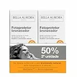 BELLA AURORA - Fotoprotector Bronceador Facial SPF 30 Pack de 2 x 50ml, para la Cara, Protección Solar Alta, Acelera Bronceado Natural, Incrementa Niveles de Vitamina D, con Melitane y Antioxidantes