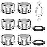 Vinabo Aireador de grifo 6 piezas M24 filtro grifo cocina, iltro para grifo, boquilla grifo, de acero inoxidable con aireadores de ABS para grifo baño + 8 juntas y 1 llave cromada, De Plata