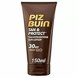 PIZ BUIN Protector Solar en Loción Antioxidante, para todos los tonos, SPF30, Tan & Protect Intensificador de Bronceado de Protección Alta, con Protección UVA/UVB y Fórmula No Grasa, 150 ml