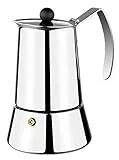 Monix Eterna Cafetera Italiana 6 Tazas, apta para todo tipo de cocinas, Acero Inoxidable, Gris, 10 cm