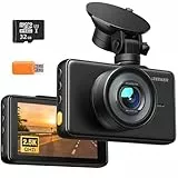 iZEEKER 2.5K Dashcam, Dash CAM Coche 1440P con Tarjeta SD de 32 GB, Camara Coche Grabadora, Pantalla IPS de 3', Visión Nocturna, WDR, Gran 170°, Grabación en Bucle, Sensor G, Modo de Aparcamiento 24H