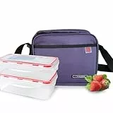 Iris barcelona - Classic Lunch Bag, Set de Bolsa Térmica Porta Alimentos Ligera de 4 l y 2 Tapers de 0,6 l, Morado