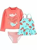 Simple Joys by Carter's 3-Piece Assorted Rashguard Sets Juego de protección de Sarpullido, Naranja Vida Marina/Rojo Fruta/Rayas, 3 años para Bebés