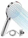 SREWOHS - Alcachofa de ducha con manguera de ahorro de agua (1,6 m, 8 l/min, ahorro de agua, ahorro de agua, cabezal de ducha, aumento de presión, ahorro de energía, cromado)