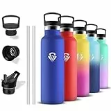 Grsta Botella Agua Acero Inoxidable, Botella Termica 750ml, A Prueba de Fugas, Cantimplora Gym, Doble Aislamiento, Cantimplora Infantil, Fácil de Limpiar, para Cámping, Deportiva, Yoga, Gym, Oficina