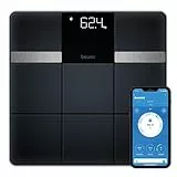 Beurer BF 450 báscula personal con conexión a la aplicación, báscula de grasa corporal digital con 17 valores de medición, estructura de baldosas mate, 8 memorias de usuario, 180 kg
