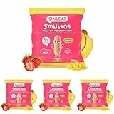 Smileat | Bolsas de Smilitos Ecológicos para Niños Sabor Fresa y Plátano | Gusanitos Saludable para Niños | Snack Saludable de Maíz | Alternativa Merienda Infantil Sana | 1 Bolsa de 25 g