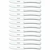 Arcos Serie Madrid Caja 12 uds Cuchillo de Mesa, Monoblock de una pieza en Acero Inoxidable 100 mm, Color Plata (12 uds)