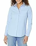 Amazon Essentials Camisa Oxford elástica con Botones y Manga Larga (Disponible en Tallas Grandes) Mujer, Azul, XS