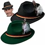 Spooktacular Creations 2 Sombreros Alpinos Alemanes Suizos Accesorios para Disfraces, Set Retro Fedora de Fieltro para Adultos Favores de Fiesta de Halloween, Disfraces Bávaros Oktoberfest