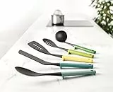 Joseph Joseph Duo Utensilios de Cocina, 5 piezas, Accesorios de cocina resistentes al Calor, Cucharas y Espátulas, Multicolor
