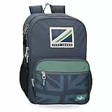 Pepe Jeans Tom Mochila Escolar Doble Compartimento Adaptable a Carro Azul 30x40x13 cms Poliéster 15,6L