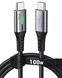 INIU Cable USB C, 100W 1m Cable de Carga Rápida QC de USB C a USB C, Cable Tipo C Trenzado Nylon de Datos Cargador de Teléfono USB-C para iPhone 15 Pro Samsung S24 S23 iPad Pro MacBook Tabletas LG etc