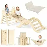CUPCHID Toboganes de interior y estructuras de juegos,Rutas motoras del bebé,7 en 1 Triángulo Arco Montessori (Madera)